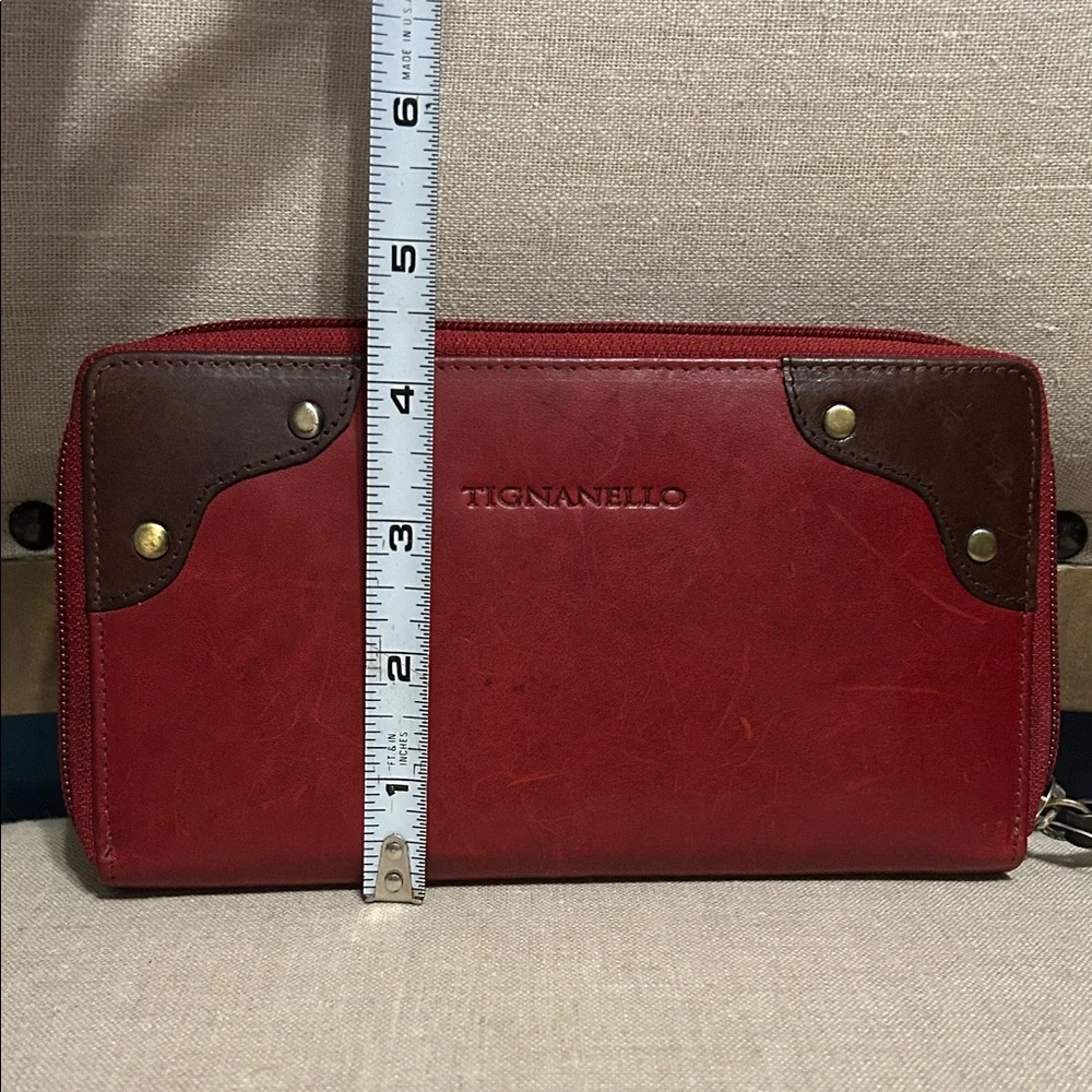 NWT Vintage Tignanello Red and Brown Leather Wallet